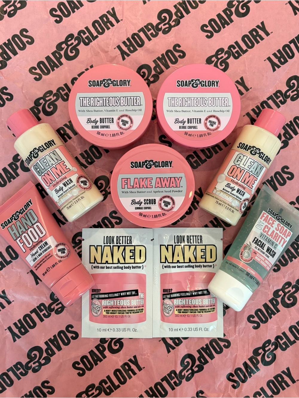 NEW Soap & Glory 9-Piece BUNDLE with RIGHTEOUS BUTTER, CLEAN ON ME, HAND FOOD ++